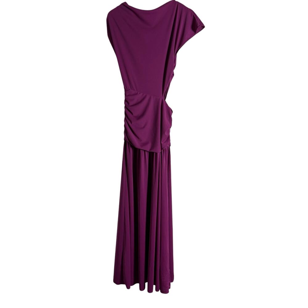 Tanya Taylor Nami Purple Asymmetric Boat Neck Draped Cap Sleeve Gown Size 2 - Picture 15 of 16